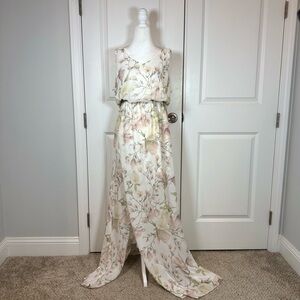 Show Me Your MuMu Floral Chiffon Maxi Dress Wedding Guest Size L